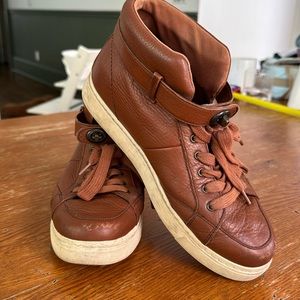Coach Platform Hightop Sneakers | size 8.5  | brown leather